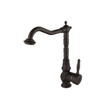11" Black Bathroom Sink Mixer Faucets Swivel Spout Deck Mount Carved Brass Taps