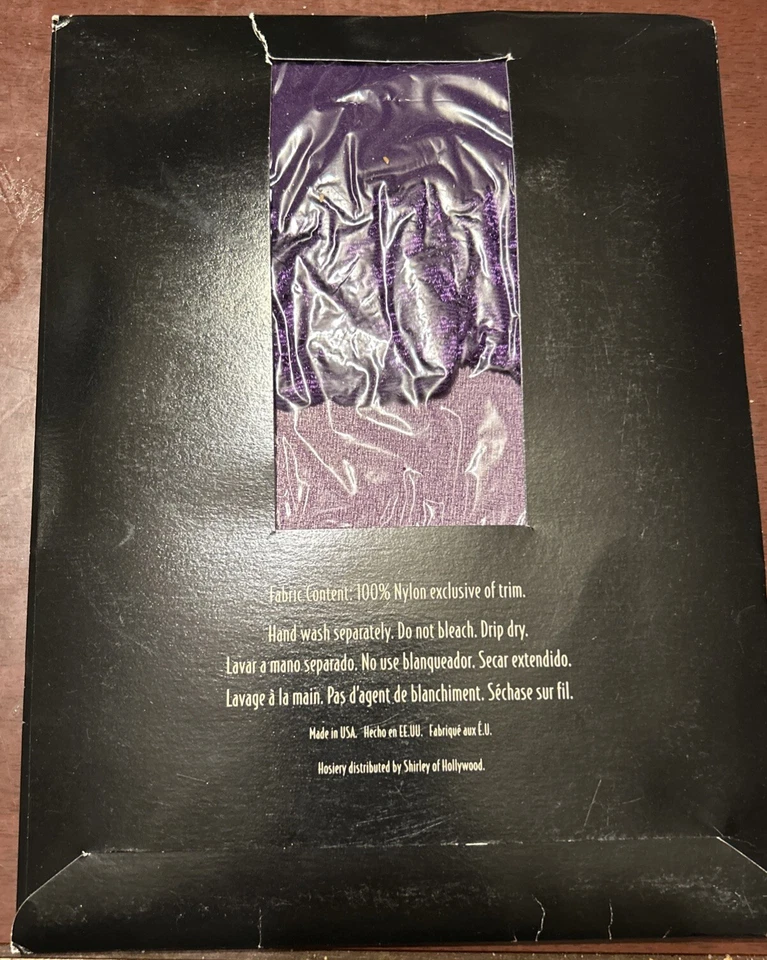 Vintage Shirley of Hollywood Plum Lace-Top Sheer Nylon Stockings USA Fits 8.5-11 - Image 2 of 3