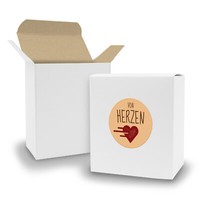 Itenga Set Von Herzen 24Xfaltschachtel Quader Weiß Braun + Sticker Gastgeschenk