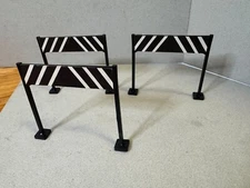 Vintage Three Toy Road Sign Barriers 4" L x 3 1/4" H Black & White Stripes