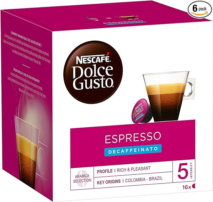 Nescafé Dolce Gusto Espresso Decaffeinato - Café Décaféiné - 96 Capsules (Pack D