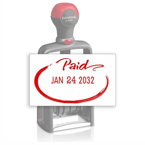 Heavy Duty Office Date Stamp - Self Inking With Brush Stroke Design, Red/Black Ink
