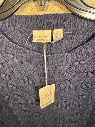 NWOT Vintage JG Hook Knit Cropped Sweater Blue Size Petite - Picture 4 of 7