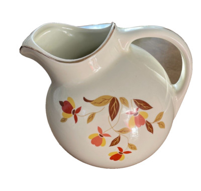 Vintage Hall Jewel Tea Mary Dunbar Autumn Leaf LARGE Ball Pitcher w/ Ice Lip
