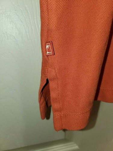 Tommy Bahama Mens Size Large Polo Golf Shirt Orange Short Sleeve Cotton Blend - Picture 10 of 11