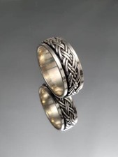 Braided Spinner Sterling Silver 925 Meditation Men's Ring - Spinner Ring For Him
