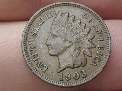 1903 Indian Head Cent Penny- XF Details, 2.5 Diamonds, Chocolate Brown