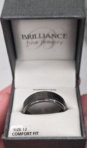 Brilliance Tungsten Men's Band Ring Silver Comfort Fit Size 12