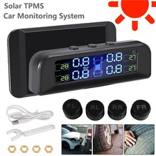 Solar Wireless TPMS Tire Pressure Monitoring System LCD W/ 4 External Sensors