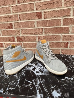 Air Jordan 1 Retro OG Flyknit Sneakers High Wolf Grey, Size 7