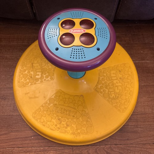 PLAYSKOOL SIT N' SPIN 1973 MUSIC WORKS #35189 PURPLE/GRAY/ YELLOW
