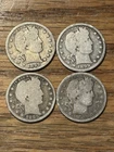 Lot of 4 Silver Barber Quarters  1895, 1898, 1899, 1909!!! Nice Lot.
