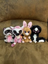Ty Beanie Boos Plush Lot Lemur Bunny Skunk Raccoon Assorted Animal Set