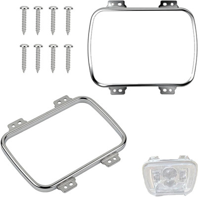 2 Sets 42407 Headlamp Retaining Ring,With Eight Fixing Screws,42407 Rectangular