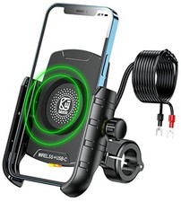 Motorcycle Phone Mount Holder with Qi 15W Wireless Charger  PD/USB-C 20W