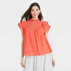 NEW NWOT Choose Size Dark Coral Cotton Flutter Sleeve Eyelet Shirt A NEW DAY