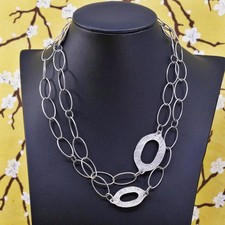 35 , SILPADA 925 Sterling Silver Hammered Oval Link Chain Necklace Long Retired