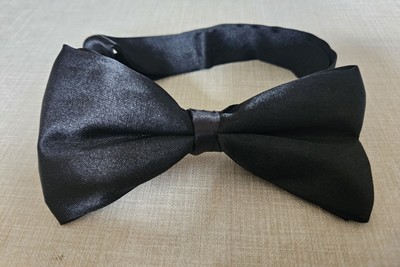 Vintage Fliege ohne Marke schwarz vorgebunden Polyester
