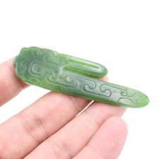Green Jade Carving Antique style Button Paintings & Scrolls decorate 装裱用品玉别子轴头手卷