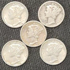 Mercury 90% Silver Dimes - Lot Of 5 - Mixed Dates / Mints - See Photos - M-5p