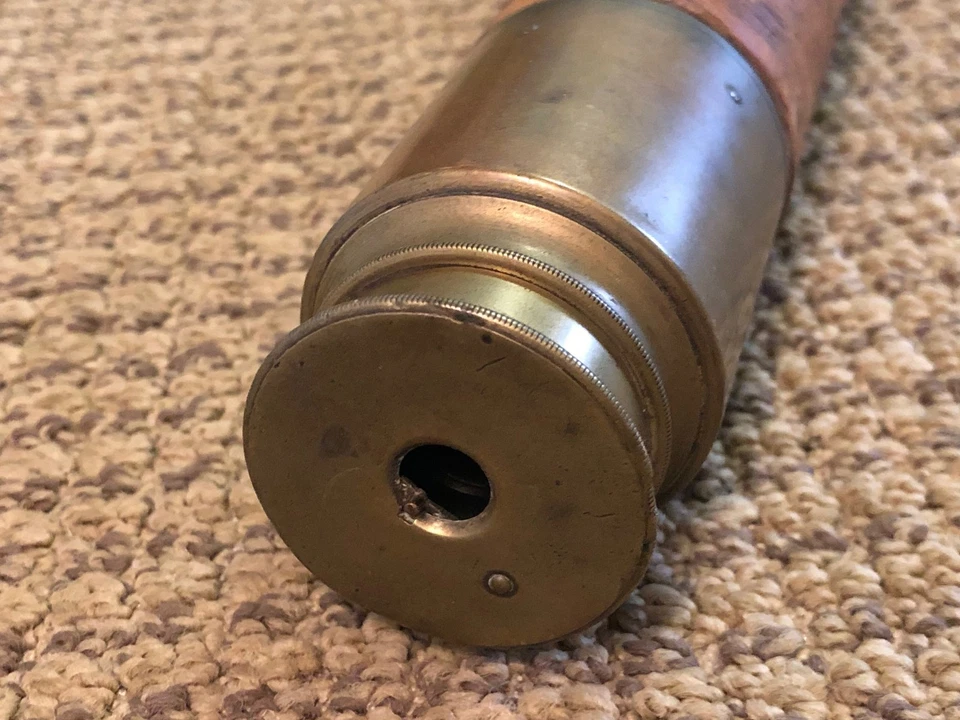 Telescopio victoriano de latón de un solo dibujo de COX DEVONPORT Foto 4 de 4