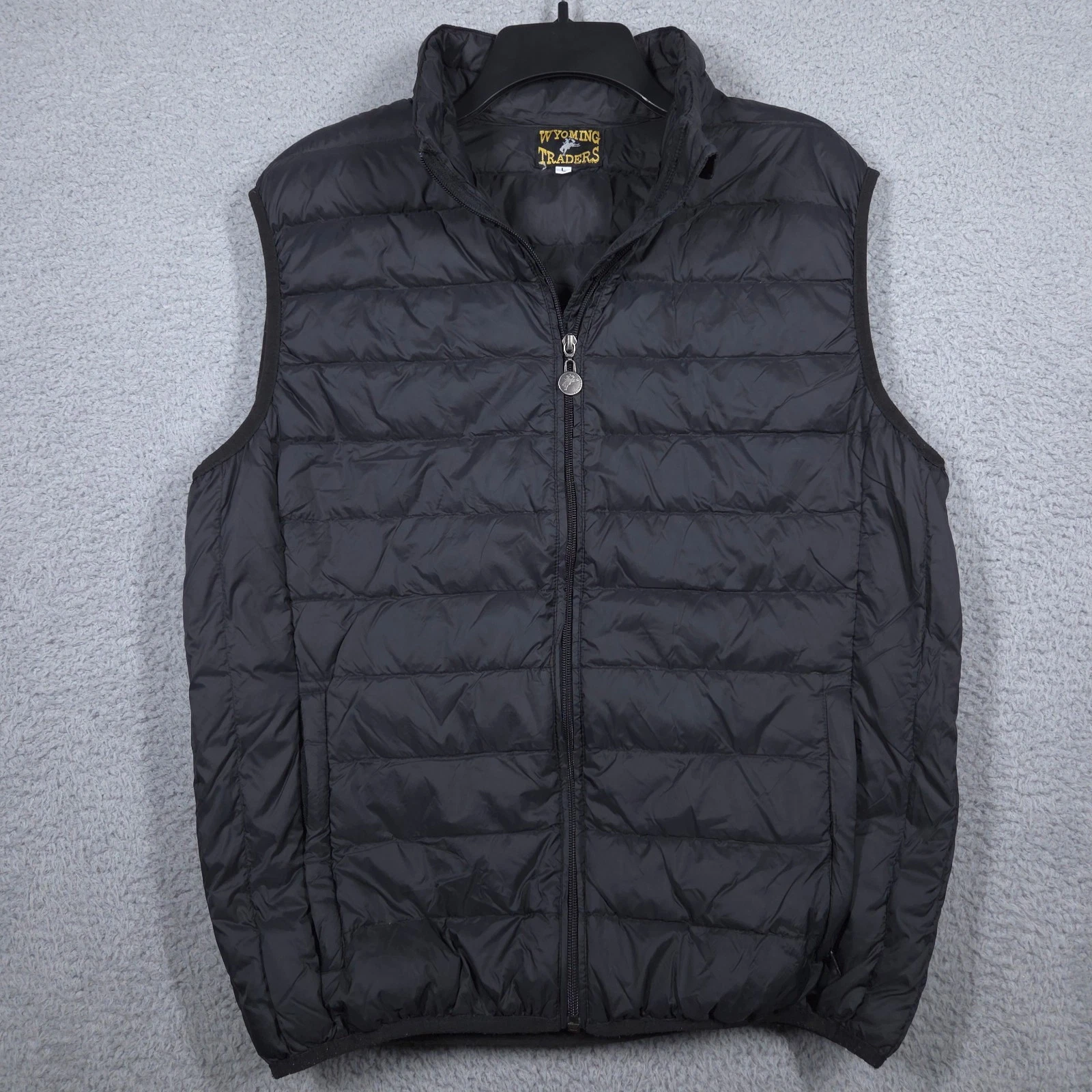 Wyoming Traders Vest Men's Large Black Down Puffer Jacket Teton Outdoor Hiking