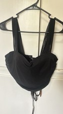 Women  s Black Overbust Corset Lace-Up Back Solid, Size L Regular Cup C