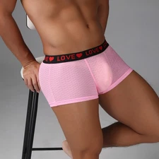 Men Boxer Briefs Trunks See-through Underwear Breathable Sexy Underpants