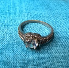 Square Sterling Silver 925 with Cubic Zirconia Ring Size 9.5