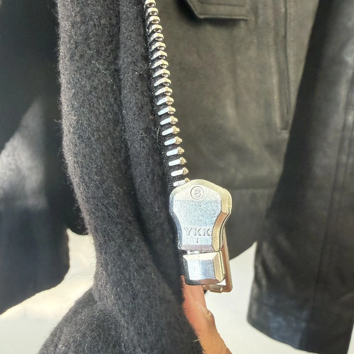 Rick Owens Stooges Leather Biker Jacket Cashmere Lining Black Sz IT 50 Italy - product detail image 21