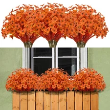 15 Bundles Artificial Flowers Outdoor UV Resistant Fake Silk Plants Plastic F...