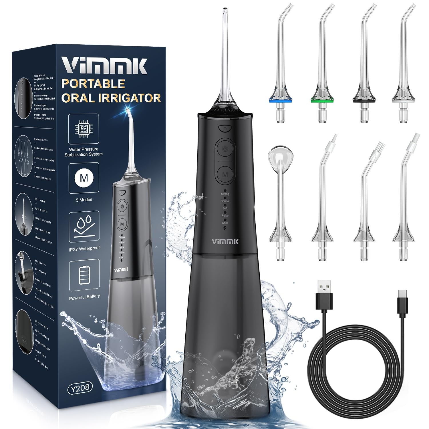 Vimmk Irrigatore Orale Senza Fili Idropulsore Dentale ad Acqua con Irrigatore