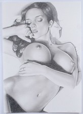 Original drawing ,Zeichnung ,nude woman, weib...