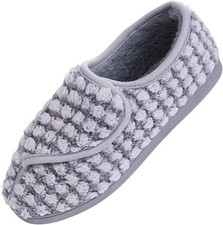 Git-up Women wide Slippers Memory Foam Diabetic Arthritis House Slippers 10 Grey