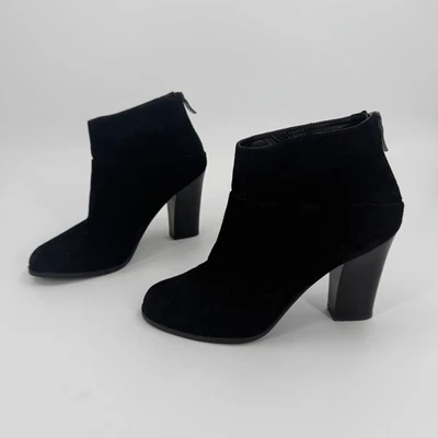 BCBGeneration Kleina Ankle Boots Womens 8.5M Black Leather Block Heel Back Zip - Image 1 of 4