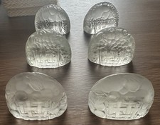 Set of 6 Molded Glass Menu Holders By French Artist Rene’ Lalique Etched Sig
