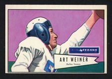 1952 Bowman Large ART WEINER Dallas Texans #114 EX/MT Condition!