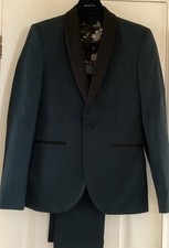 Mens Dark Green 2 Piece Suit Jacket 36S Skinny Fit, Trousers 32”W 29” Leg Ex Con
