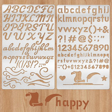 2PCS Metal Engraving Stencils, Stainless Steel Letter Number Stencil
