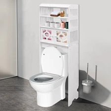 4-tier Toilet Cabinet PVC Over The Toilet Storage Cabinet Bathroom Storage Rack