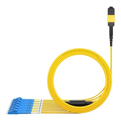 5m 16ft MPO To LC Breakout Cable SingleMode OS1 OS2 12 Fiber Type B Yellow