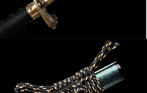 Espada Samurai Japonesa Hecha a Mano Katana Damasco Acero Azul Negro Saya Ajuste de Latón - Imagen 13 de 15