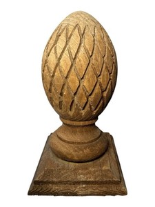 Vintage Wood Pineapple Pine cone Finial W/ Base Screw 7”