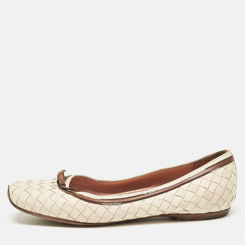 Bottega Veneta Cream Woven Leather Intrecciato Ballet Flats Size 36 - Picture 1 of 9