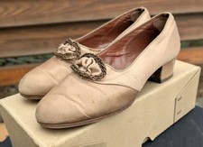 Antique vintage 1920's 30's Satin beaded flapper dress shoes 6.5 7 w/ box