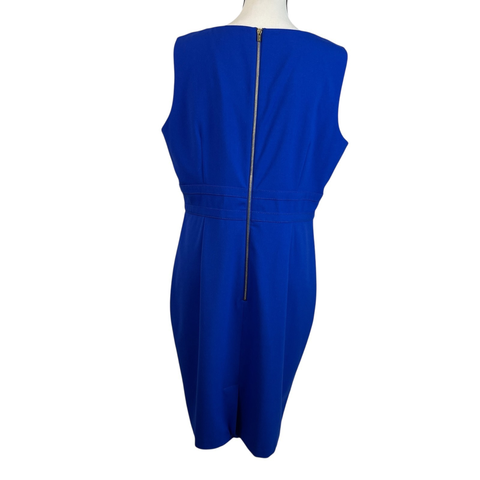 Calvin Klein Women's Dress 14 Royal Blue Sleeveless Sheath Double Belt Waist thumbnail 7