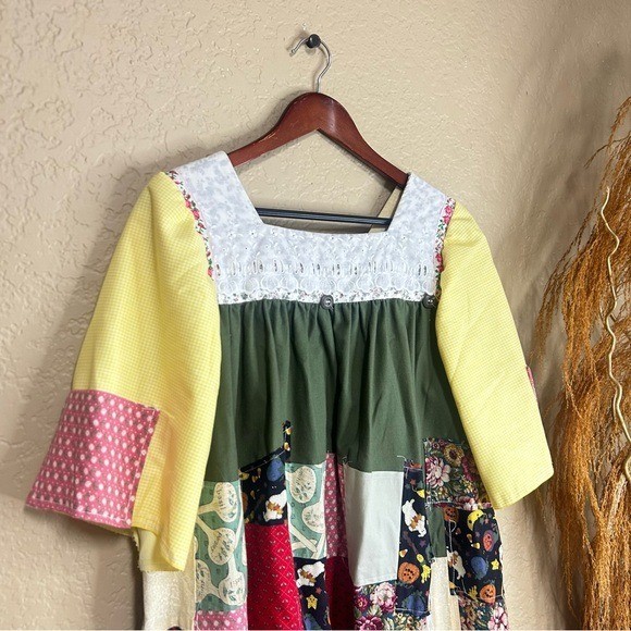 Handmade Boho Patchwork Aline dress medium with p… - image 2