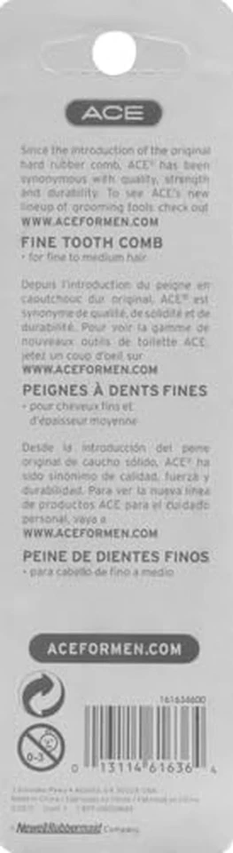 Peine de dientes finos de bolsillo ACE - 4,5 pulgadas, negro - ideal para todo tipo de cabello - fino C Foto 3 de 4