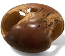 Artisan Hand Turn Mesquite Organic Live Edge Wood Bowl Vase 10.5  w x 5  h