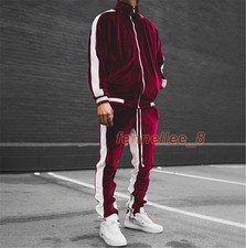 MensCasual Pant Sweater Sweatsuit Sport Sweatshirt Set 2 Piece Velvet Tracksuit